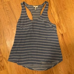 Joie Silk Racerback Tank blue and white stripes